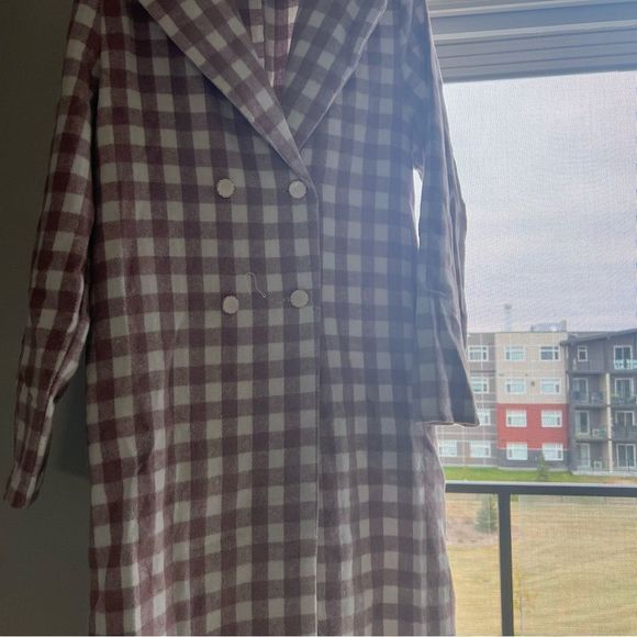 NWT shein Gingham women coat, jacket, size XS, NWT, lilac and beige - Picture 4 of 9